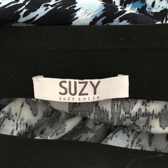 Suzy Shier Abstract Patterned Maxi Skirt L Blue Black - Picture 8 of 9